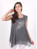 Feather Rhinestone Chiffon Tops